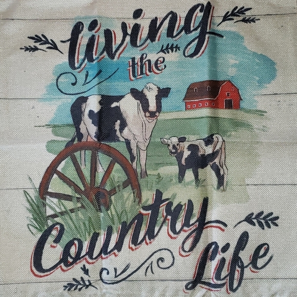 Country Life Pillow Cover. Wagon Wheel. Farm Barn - Picture 10 of 10